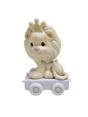 80s - 90s Precious Moments LION - 5th birthday series train porcelain figurine